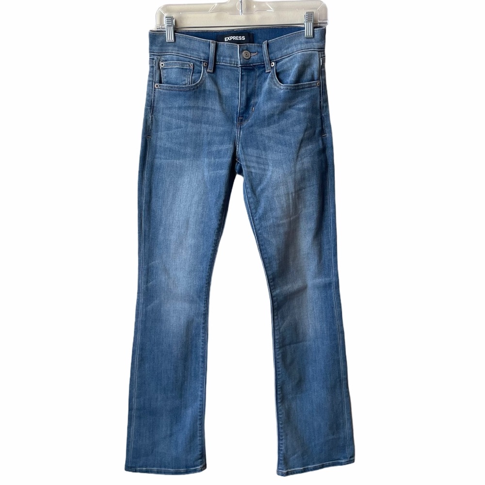Express mid rise barely boot jeans 2 short